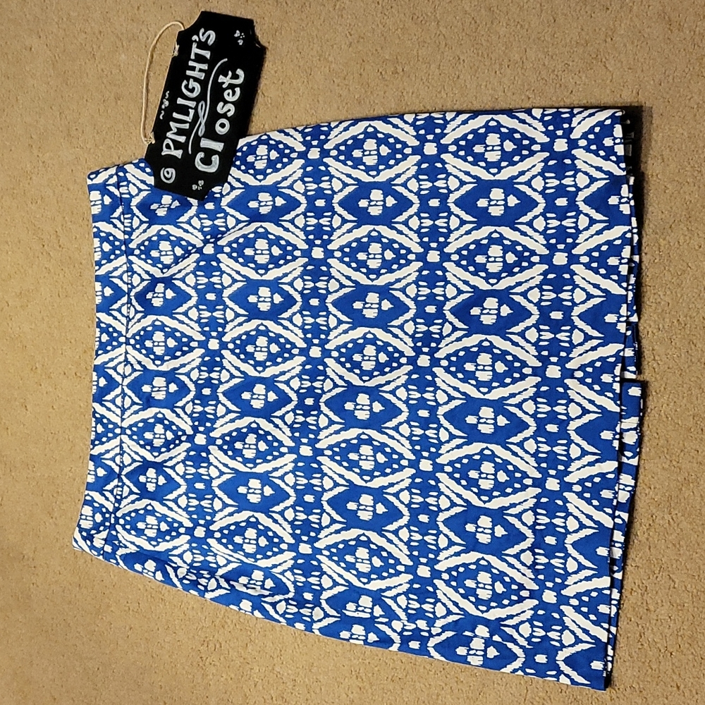 The Pencil Skirt J Crew Size 2 Blue and White